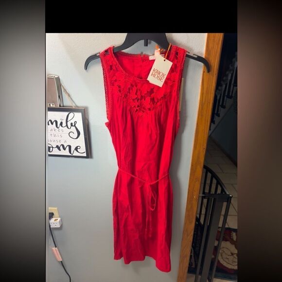 Knox Rose Women's Wide Strap Sleeveless A-Line Dress Red Lace NWT XS - Picture 8 of 11